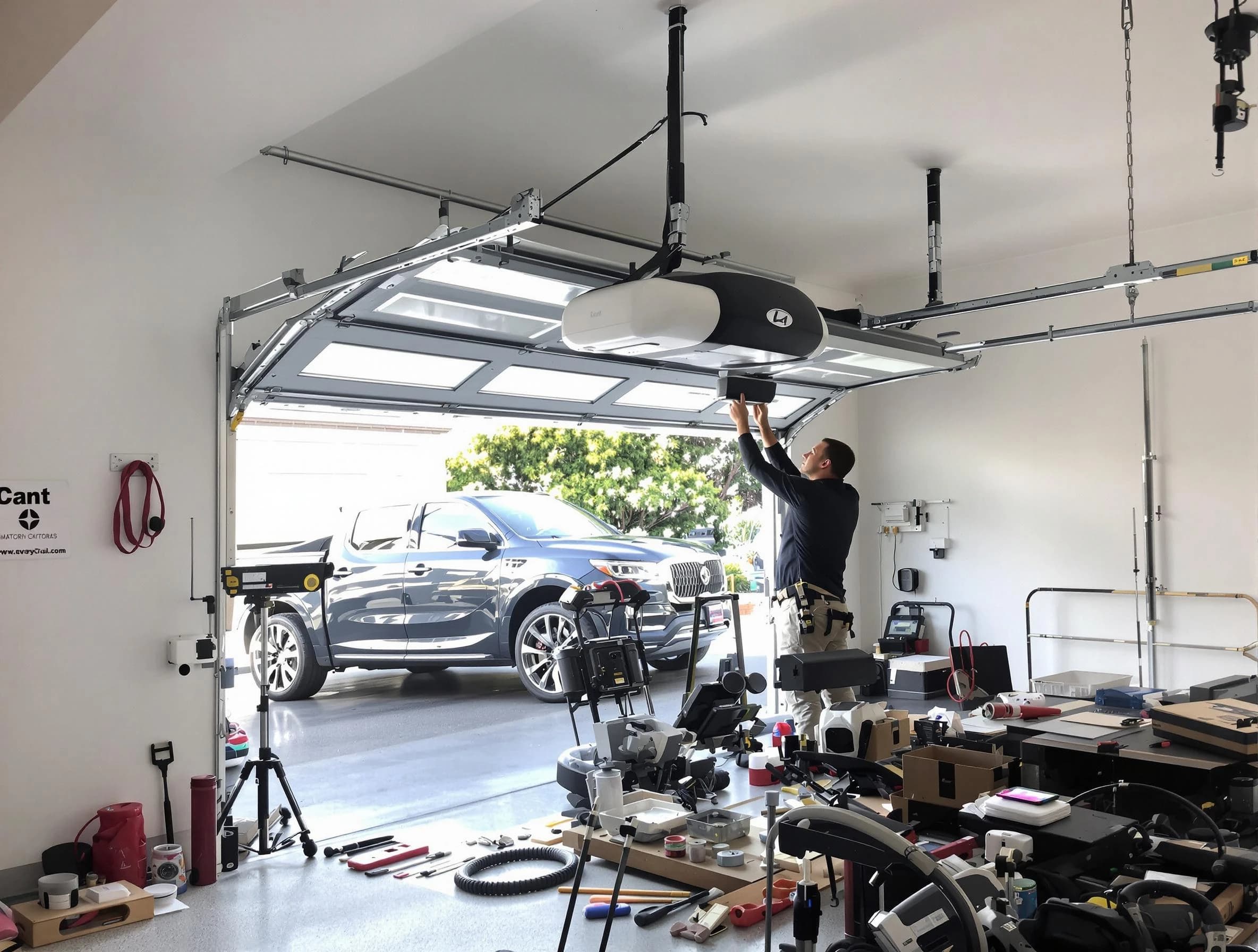 Forestdale Garage Door Repair specialist installing smart garage door opener system in Forestdale home