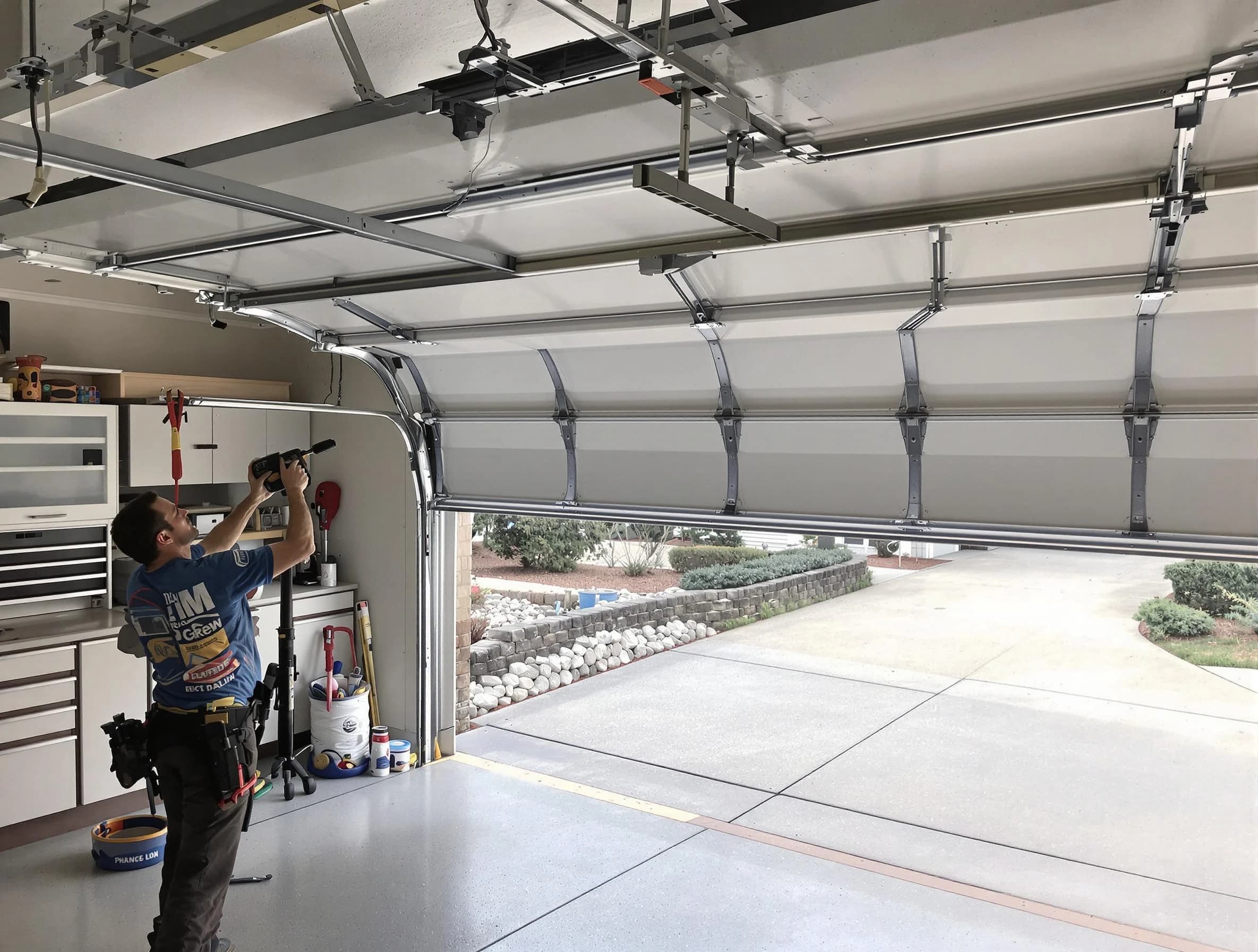 Garage door track repair service by Forestdale Garage Door Repair in Forestdale