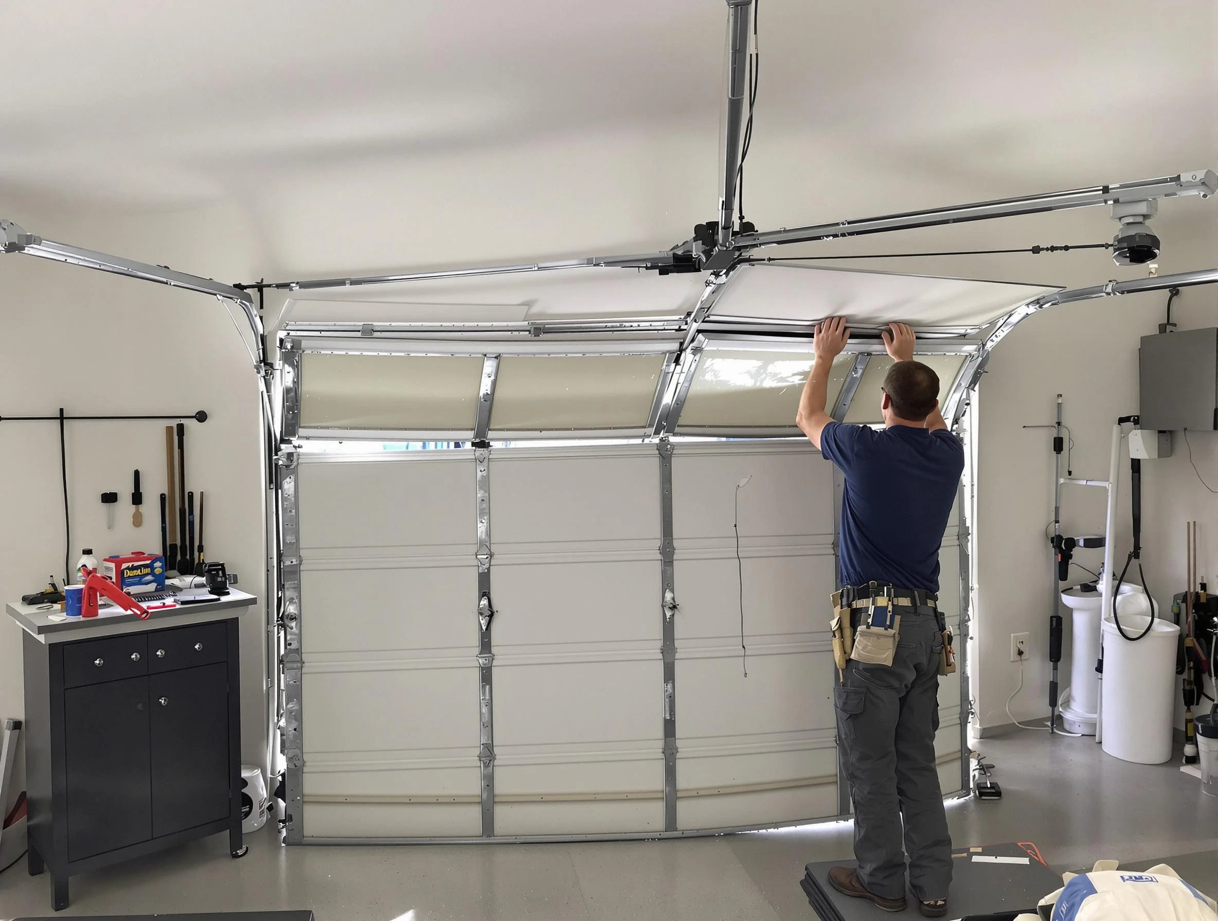 Forestdale Garage Door Repair specialist performing precise section replacement on Forestdale garage door