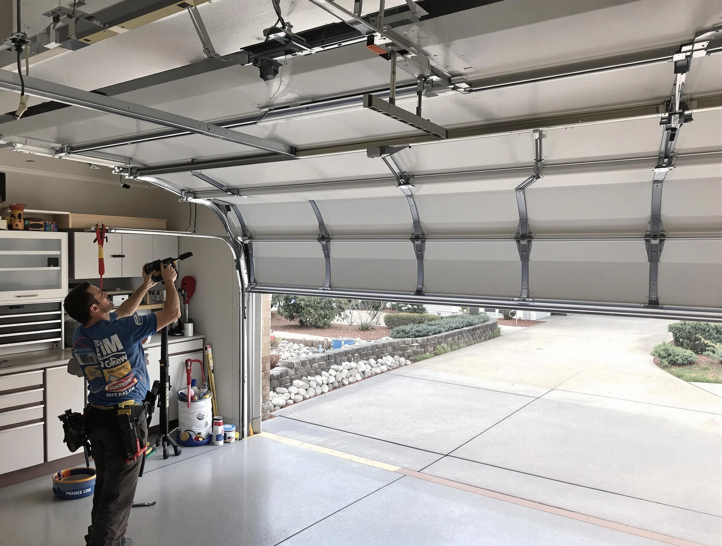 Garage door track repair service by Forestdale Garage Door Repair in Forestdale